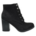 thumbnail image 2 of Lurk Combat Ankle Boots Soda Lace Up Booties Women Thick Heel Side Zipper Suede Black, 2 of 3