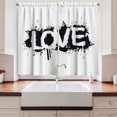 thumbnail image 2 of Urban Graffiti Curtains 2 Panels Set, Ink Splattered Backdrop Love Message Stained Stencil Sprayed Graffiti, Window Drapes for Living Room Bedroom, 55W X 39L Inches, Black and White, by Ambesonne, 2 of 3