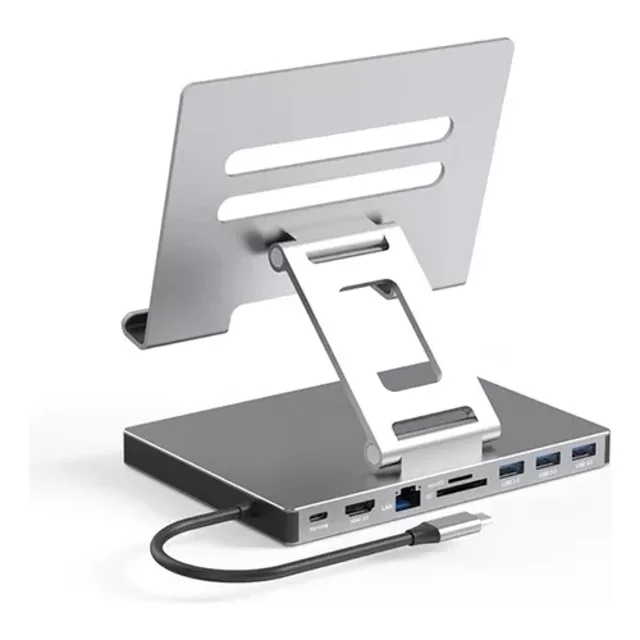 KAIYANG Estación de acoplamiento Hub USB C 3.0 de 9 en 1 con soporte para computadora portátil Hdmi 4k