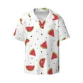 thumbnail image 4 of Uemuo Hand Drawn Watermelon Pattern Cotton Linen Short Sleeve Shirts,Casual Lightweight Button Down Shirts,Vacation Beach Summer Tops-3X-Large, 4 of 7