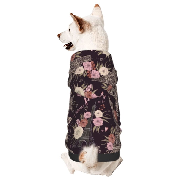 Balery Romantic Paris Sudadera con Capucha para Perros Pequeños – Ropa para Mascotas, Disfraz para Perros y Gatos, Ideal para Fiestas y Cosplay-X-Large