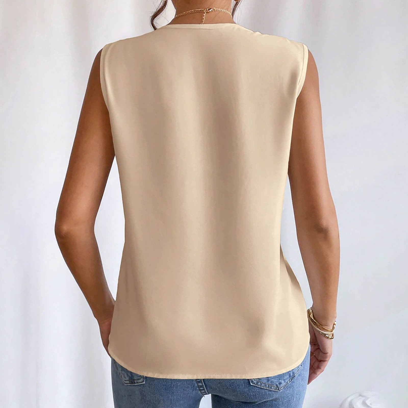 Tyiszil Womens Tops V-Neck Muscle Sleeveless Solid Tank Tops Tshirts for Women