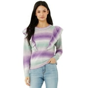 Scoop Women's Space Dye Sweater with Ruffle Trim