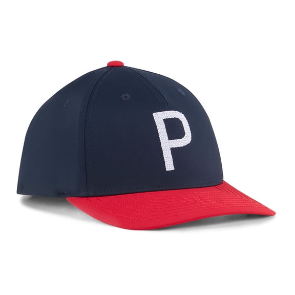 NEW Puma Golf Crafted P Snapback Hat Cap - Deep Navy / Dark Crimson