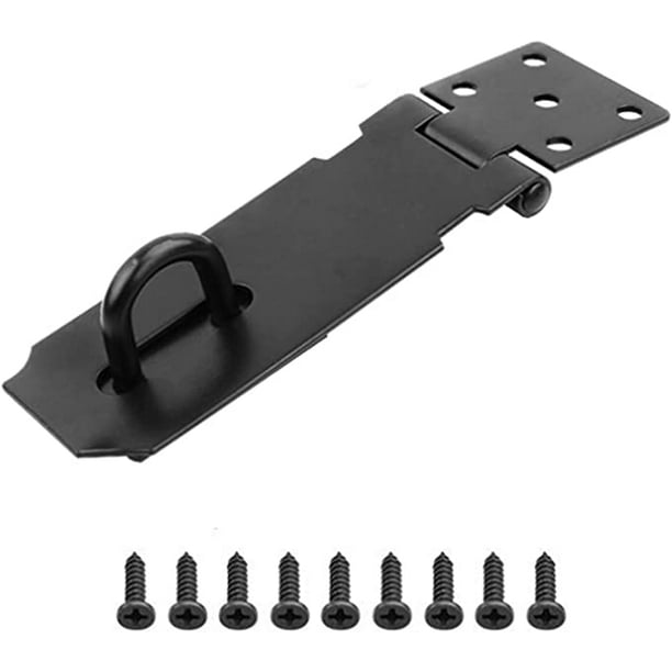 Clip de pestillo para candado, 1 pieza Cierre de puerta Cerrojo de cerradura de puerta Acero inoxidable 4 pulgadas con tornillos Seguridad para gabinete de puerta, Cierre de candado Negro brillar Electrónica
