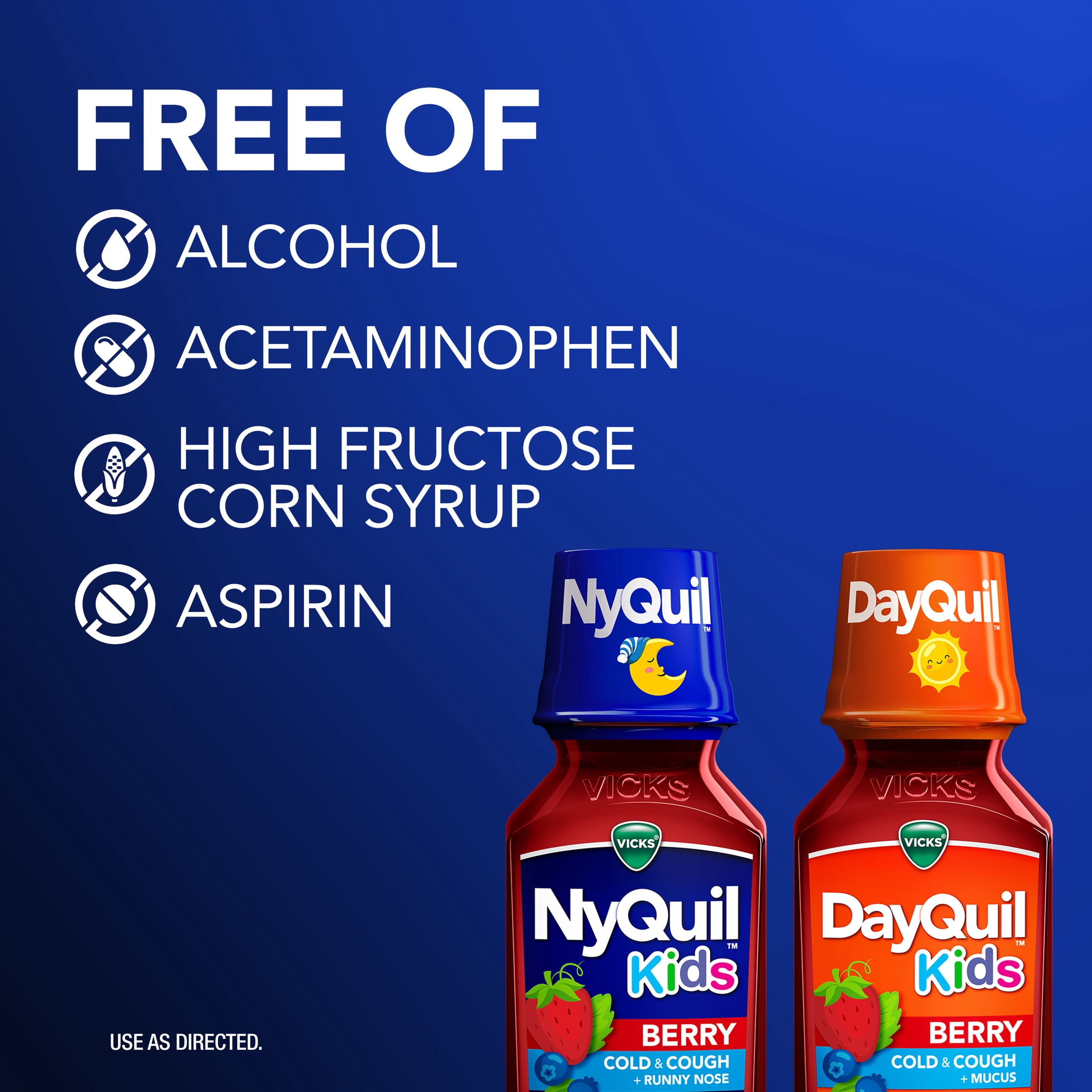 VICKS DayQuil and NyQuil Kids Cold & Cough Liquid, Cold Medicine for Children, Berry, 2x8 fl oz