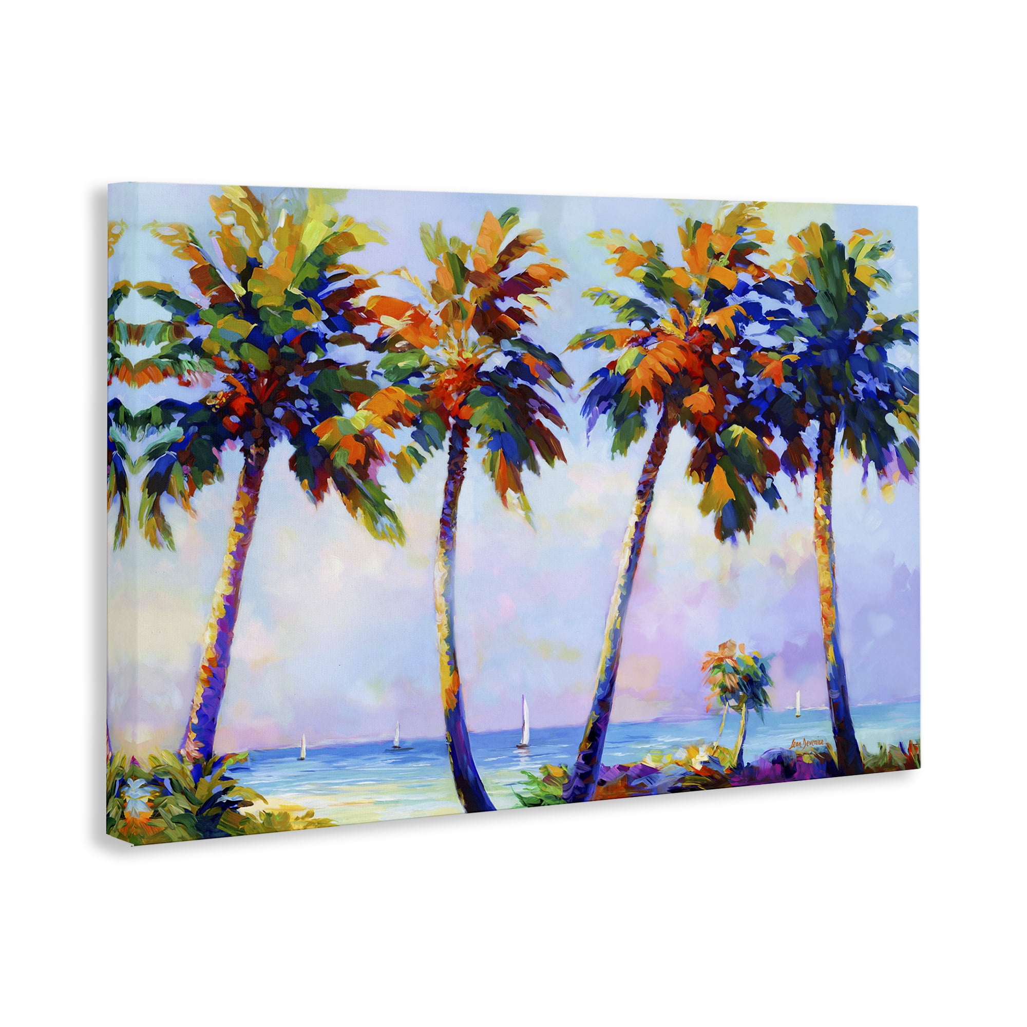 Stupell Industries Palm Trees in Sun Warmth Landscape Painting Gallery Wrapped Canvas Art Print Wall Art, 45 x 30