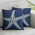 thumbnail image 2 of RUIYC Set Of 2 Throw Pillow Cover Beach Starfish On Navy Blue Background Cushion Cover Coastal Sea Theme Home Decorative Pillowcases for Sofa Couch Porch (, Navy Blue)2pcs, 2 of 6