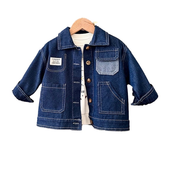 MXIEZI Toddler Kids Boys Autumn Denim Jacket Spring Long Sleeve Button down Jean Coat 1-8Y