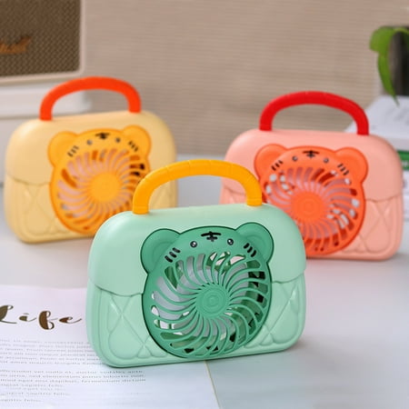 

Fairnull Mini Fan USB Charging Night Light Cartoon Large Air Volume Handheld Fan for Outdoor