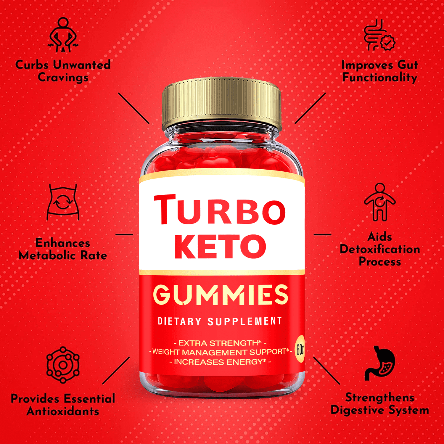 (2 Pack) Turbo Keto ACV Gummies - Supplement for Weight Loss - Energy & Focus Boosting Dietary Supplements for Weight Management & Metabolism - Fat Burn - 120 Gummies