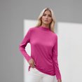 thumbnail image 4 of Ltctricy Long Sleeve Shirts for Women Mock Neck Solid Color Basic T Shirts Base Layer Tops Soft Casual Undershirts(Hot Pink,X-Large), 4 of 5