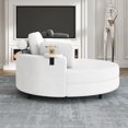 thumbnail image 3 of 51-inch Sectional Sofa with Crescent Storage Table, Sofa Bed with Two Throw Pillows and A Waist Pillow, Lounger with An Extra Tray for Small Apartment Bedroom Space, Beige, 3 of 9