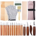 thumbnail image 1 of 30 PCS Wood Carving Tools, Professional Wood Whittling Kit, Hand Engraving Tool Set, Wood Craft Making Kit for Beginners Professionals, Unfinished Wood Blocks, Cutter, Polish Wax, Whetstone, Gloves, 1 of 5