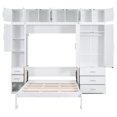 thumbnail image 6 of EUROCO Wood Murphy Bed, Storage Wall Bed with Cabinets and Drawers, Clever Furniture Set with Wardrobe for Living Room, Assemble Video Provided, Full, 6 of 17