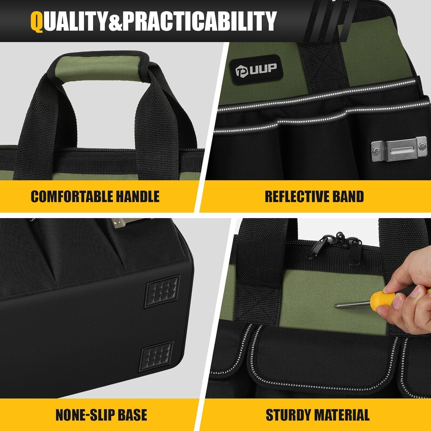 18-Inch Large Tool Bag with 16 Pockets Heavy Duty Tactical Organizer for Electricians