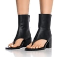 thumbnail image 3 of YDN Women Unique Round Open Toe Flip Flop Ankle Sandals Block Mid Heel Back Zippers Boots Dressy Shopping Work Shoes Size 13 Black, 3 of 3