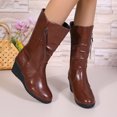 thumbnail image 7 of Women's Slip on Mid Calf Boots, Fall Winter Platform Wedge Slouch Casual Boots with Breathable Lining and Cushion Sole, Trendy Footwear for Daily Leisure, 7 of 7