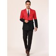 thumbnail image 3 of Lars Amadeus Vestido de hombre Slim Fit Blazer Botón de bloque de color Traje formal Abrigo deportivo negro rojo XXL Unique Bargains Blazer, 3 of 6