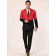 thumbnail image 3 of Lars Amadeus Vestido de hombre Slim Fit Blazer Botón de bloque de color Traje formal Abrigo deportivo negro rojo M Unique Bargains Blazer, 3 of 6