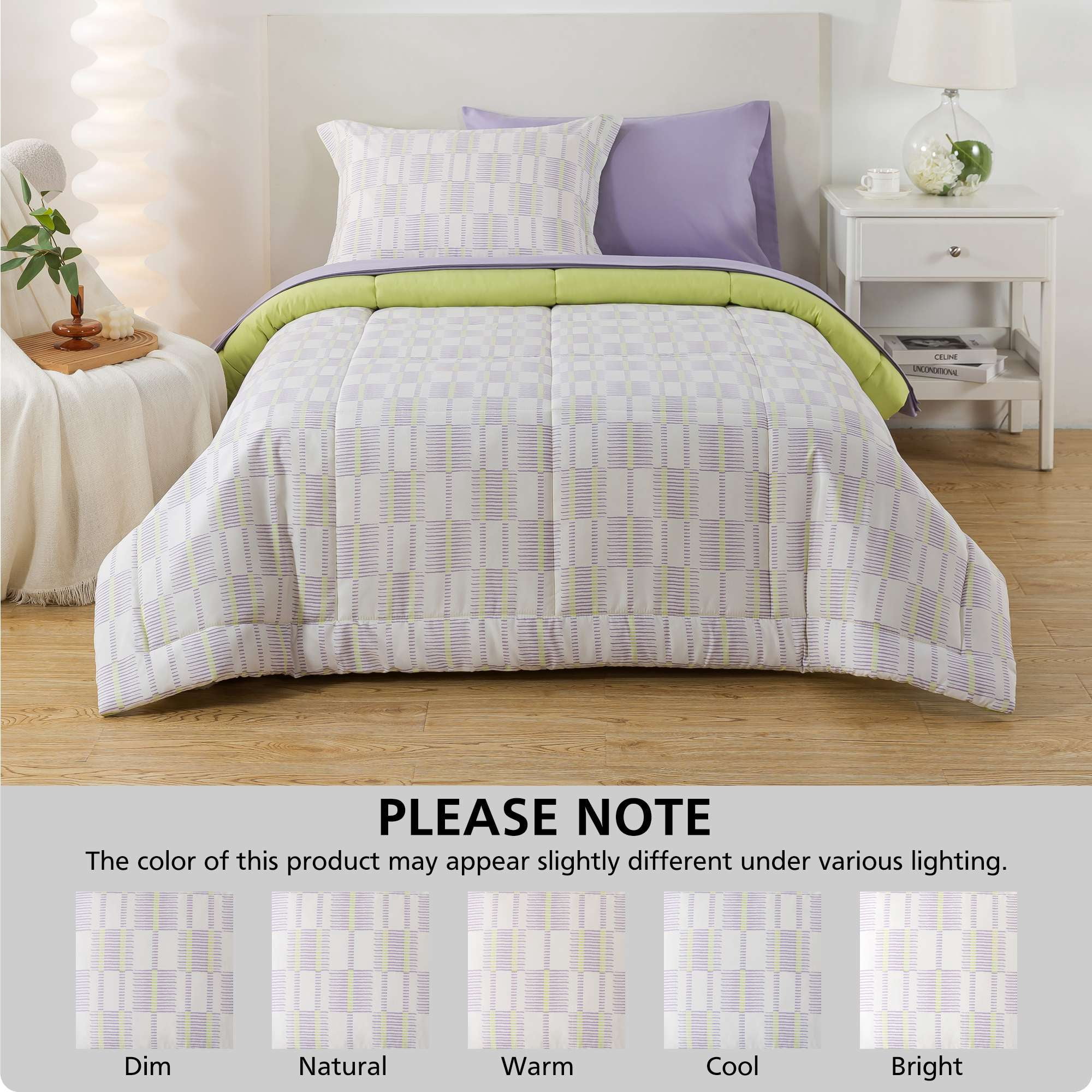 Mainstays 5-Piece Reversible Bed-in-a-Bag with Laundry Tote, Modern Geo, Twin-XL