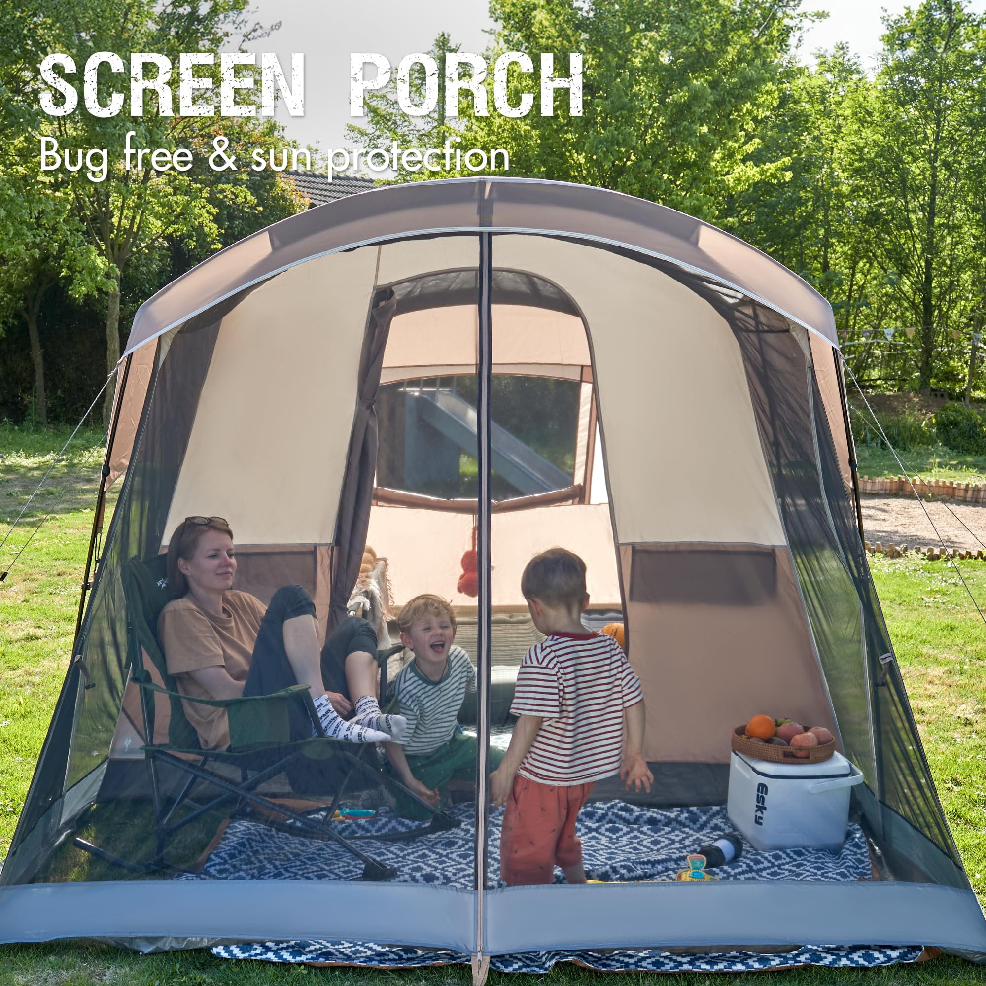 PORTAL Family Camping Tent for 6/8/10 People with Screen Room Water Resistant Rainfly Ideal for Outdoor Camping Parties