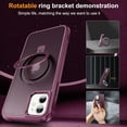 thumbnail image 5 of for iPhone 12/12 Pro Case with Stand [ Grade Drop Tested][Compatible with Magnet] Ring Translucent Slim Hard Back Soft Edge, Wine Red, 5 of 13