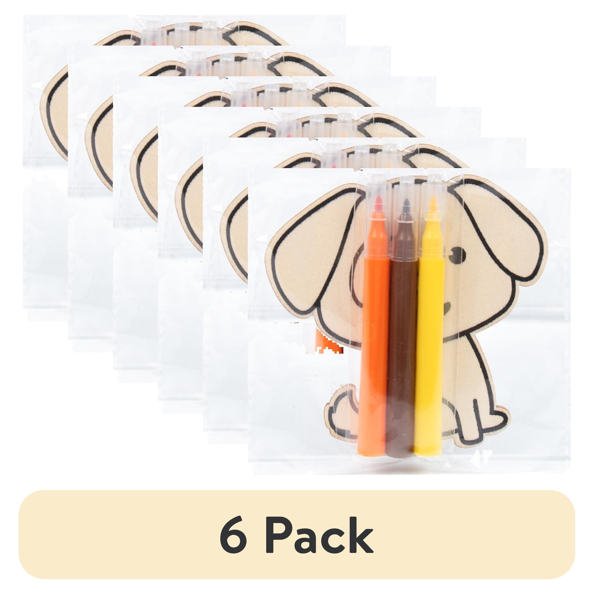 (6 pack) Hello Hobby Color Your Own Wood Dog Magnet (4 Piece)