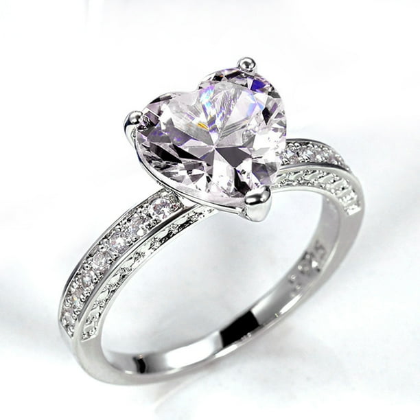 Anillos para mujer, regalos para mujer, nuevo anillo de bodas con incrustaciones de diamante y circonita en forma de corazón, joyería de compromiso para mujer, anillo de bodas.