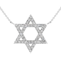 Pompeii 1Ct TW Diamond Jewish Star Pendant 14k Gold Lab Grown Necklace 1" Tall