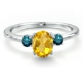 thumbnail image 3 of Gem Stone King 14K White Gold Yellow Citrine and Blue Diamond Engagement Ring for Women | 0.95 Cttw | Oval 7X5MM | Gemstone November Birthstone | Size 9, 3 of 6