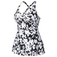 thumbnail image 5 of Agnes Orinda Women's Plus Size 2 Piece Tankini Swimsuits Spaghetti Straps Tops with Shorts Summer Bathing Floral Suits 1X Black, 5 of 8