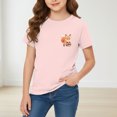 thumbnail image 2 of YunPes Short Sleeve T-Shirt for Girls Cute Squirrel Print Crewneck Tee Summer Casual Confortable Pullover Tops for Kids, 2 of 5