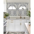 thumbnail image 4 of Beige Blue Boho Swag Curtains for Living Room/Bedroom Windows, Medieval Vintage Ethnic Floral Abstract Kitchen Curtains and Valances Set 36 Inch Length, Light Filtering Swags Valance Curtain Panels, 4 of 5