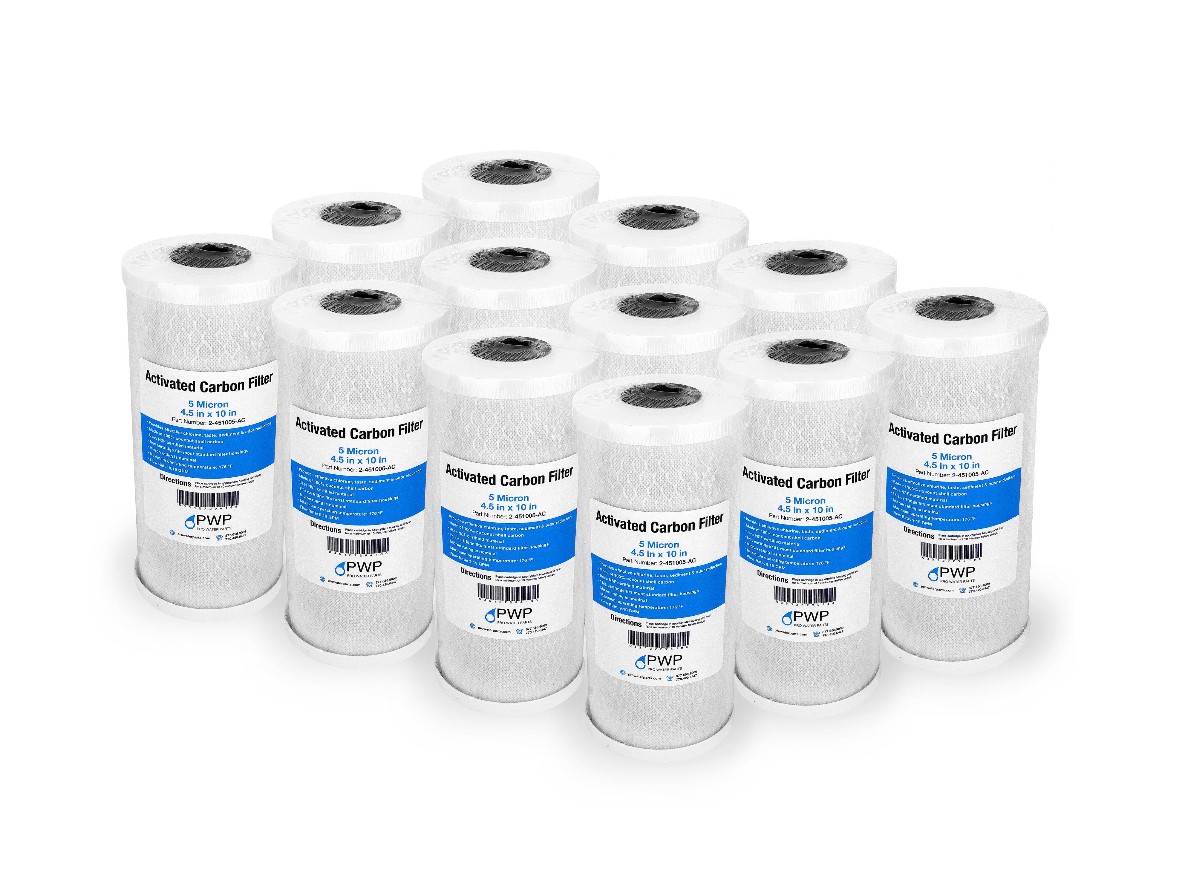 Carbon Block Water Filter CTO 4.5 x 10" 5 Micron 12 Pack