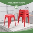 thumbnail image 3 of 18 Inch Industrial Metal Bar Stools Set of 4, Stackable Classroom Stools, Backless Short Dining Chairs for Indoor Outdoor, Kitchen Restaurant (Red), 3 of 9
