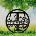 thumbnail image 5 of JASS GRAPHIX Thompson 12" Black Aluminum Composite Monogrammed Garden Sign Last Name Signs for Yard Home Garden Personalized, 5 of 5