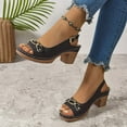 thumbnail image 6 of LOVZFMLL Women's Sandals Chunky Block Heels Fashion Open Toe Summer Casual Outdoor Walking Sandals with Adjustable Buckle Black 5.5, 6 of 8