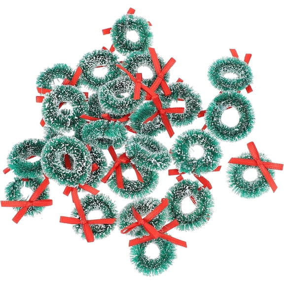 20PCS Mini Christmas Wreath Artificial Dollhouse Miniature Christmas Wreath Christmas Tree Hanging Ornaments Christmas Decoration