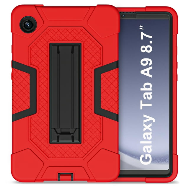 Étui Support pour Tablette pour Enfants Armor pour Samsung Galaxy Tab A9 Plus 11, Étui Support Antichute pour Samsung Galaxy Tab A9 8,7 Pouces 2023 Rouge Noir A9 8,7 Pouces