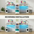 thumbnail image 4 of GVN Computer Desks,2-Person Reversible Computer Desk Long Office Desk with LED Lights-White, 4 of 10