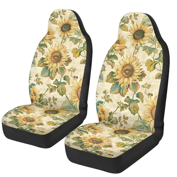 Glofpot Sunflowers Car Seat Covers 2Pcs Auto Seat Cover Car Accessories with Front Drive Seat Cover Protect Accessories Universal Fit Most Cars