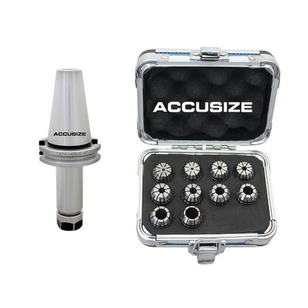 

Accusize 8000 Rpm Cat40-Er16 V-Flange Collet Chucks Projection Length 4 plus 10 Pcs Metric Er16 Collets 1 mm to 10 mm by 1 mm