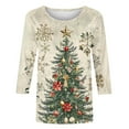 thumbnail image 4 of Fmbrln Christmas Shirts for Women Plus Size 3/4 Sleeve Crew Neck Christmas Tree Print Tunic Tops Fashion Casual Loose Fit Blouse, 4 of 5