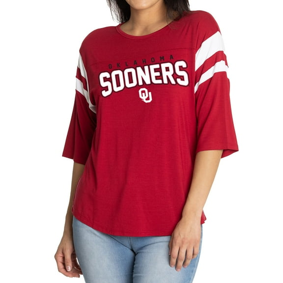 Women's  Crimson Oklahoma Sooners Relaxed Abigail Half-Sleeve T-Shirt