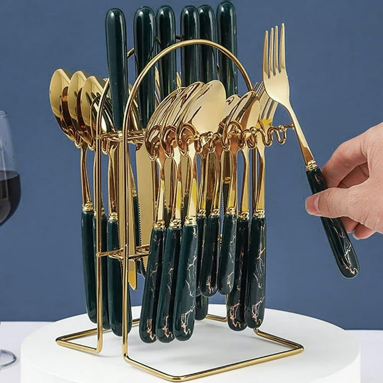 luxury dark green gold cooking tools