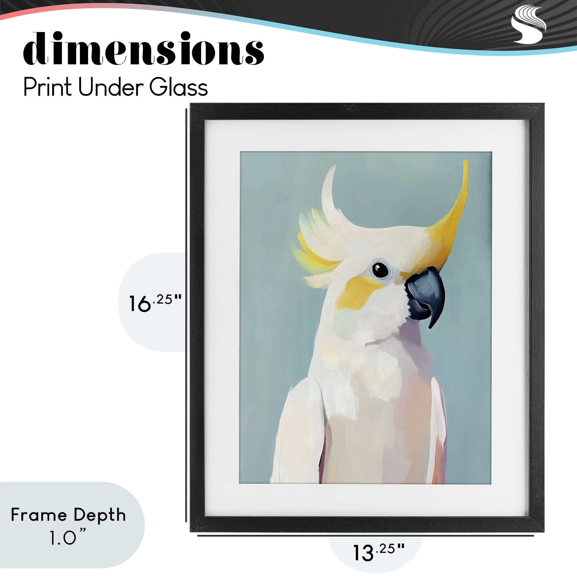 Stupell Industries Yellow Crested Cockatoo Black Framed Print Under Glass, design by The Prints Vibe