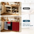 thumbnail image 4 of Red Black Grey Geometric Cabinet Curtain 35"Wx35"L, Dustproof Under Sink Skirt with Self Adhesive Tape, Abstract Modern Irregular Cabinet Curtain Cover for Kitchen Sink, Bathroom Vanity, Laundry Room, 4 of 9