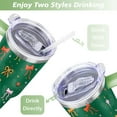 thumbnail image 5 of Green with Colorful Bows 40 Oz Tumbler with Handle Lid and Straw Stainless Steel Double Walled Vacuum Insulated Cup Merry Christmas Gifts Tumbler for Women Men Friends Outdoor Indoor, 5 of 6