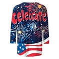 thumbnail image 5 of Plus Size USA Flag Tshirts for Womens 4th of July Patriotic Shirts Teen Girls Fashion 3/4 Sleeve Crewneck Tunic Tops Loose Fit Stars Striped Shirts Flag Memorial Day Graphic Tee Independence Day, 5 of 5